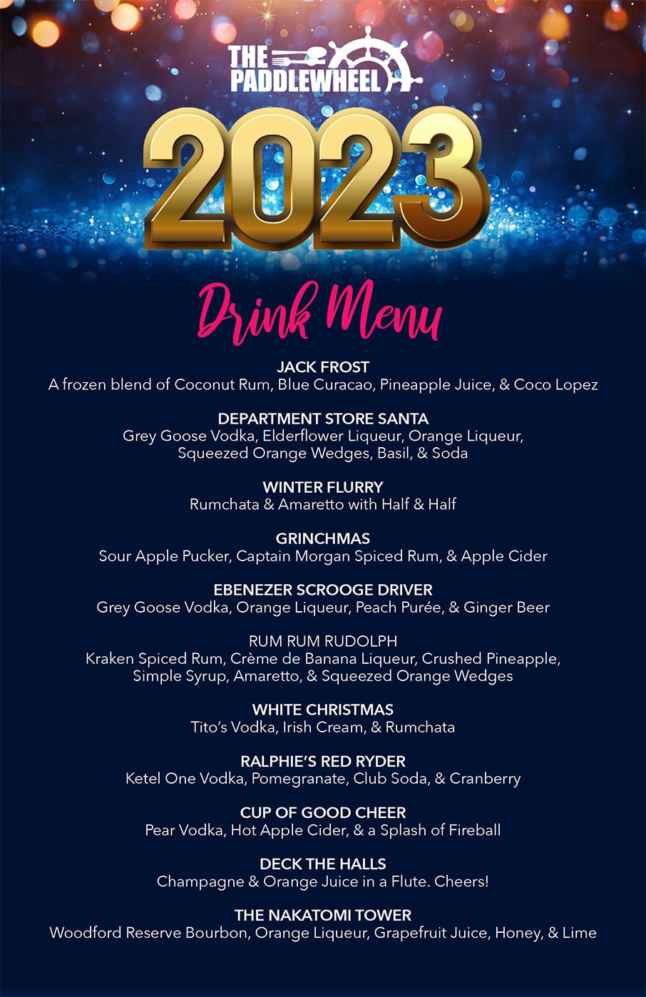 Drink Menu NYE Party 2023